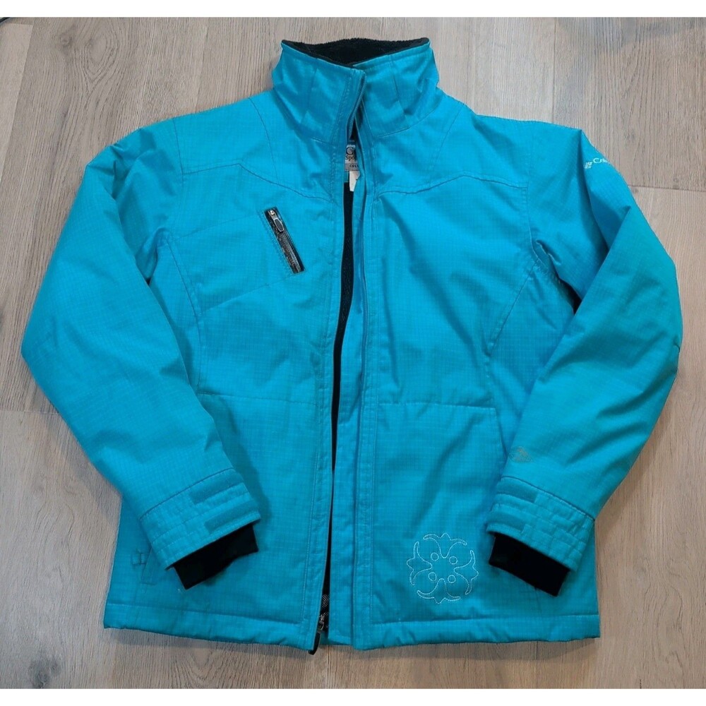 Columbia Titanium Ski Jacket Youth 14/16 Omni-Heat Waterproof Turquoise Blue